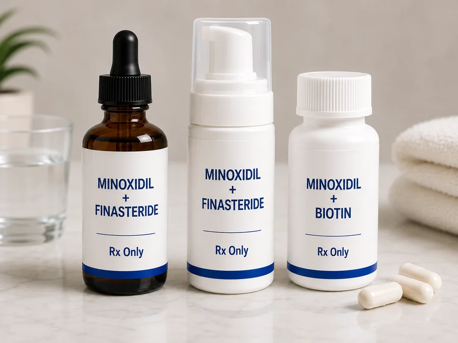 A combination of topical and oral hair restoration medications
